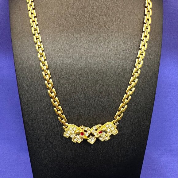 Gold-Plated Crystal Elephant Necklace - Picture 4 of 12